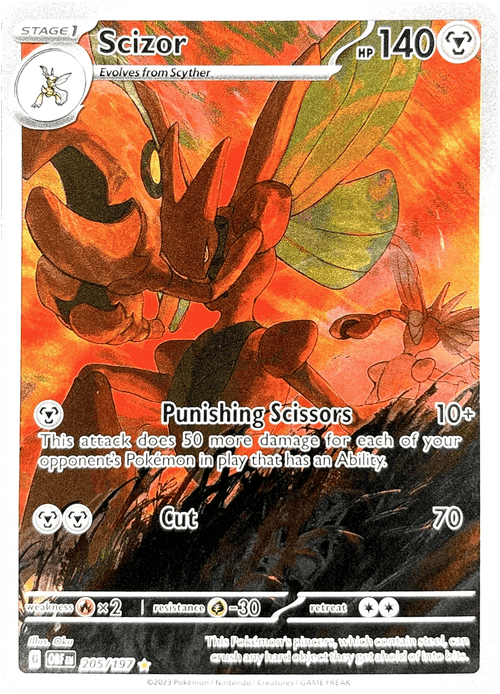 2023 Scizor Obsidian Flames Illustration Rare #205 Near Mint