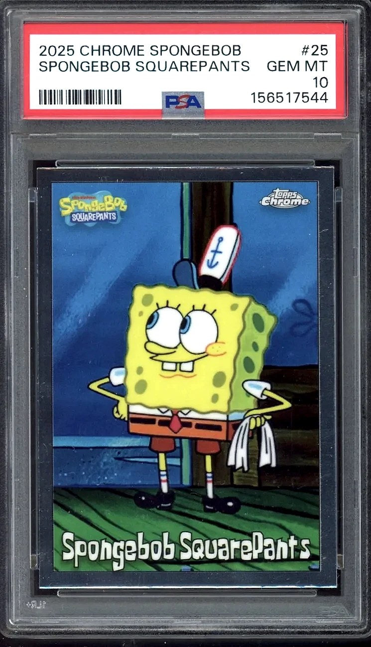 2025 SpongeBob SquarePants Topps Chrome SpongeBob SquarePants #25 Base PSA 10