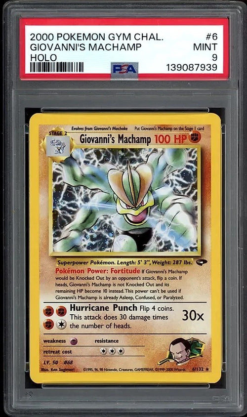 Giovanni's Machamp Holo 2000 Pokemon Gym Challenge #6 PSA 9